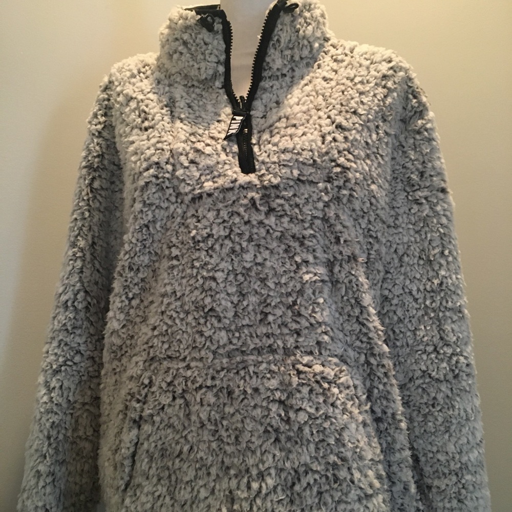 Victoria’s Secret PINK Grey Sherpa Pullover